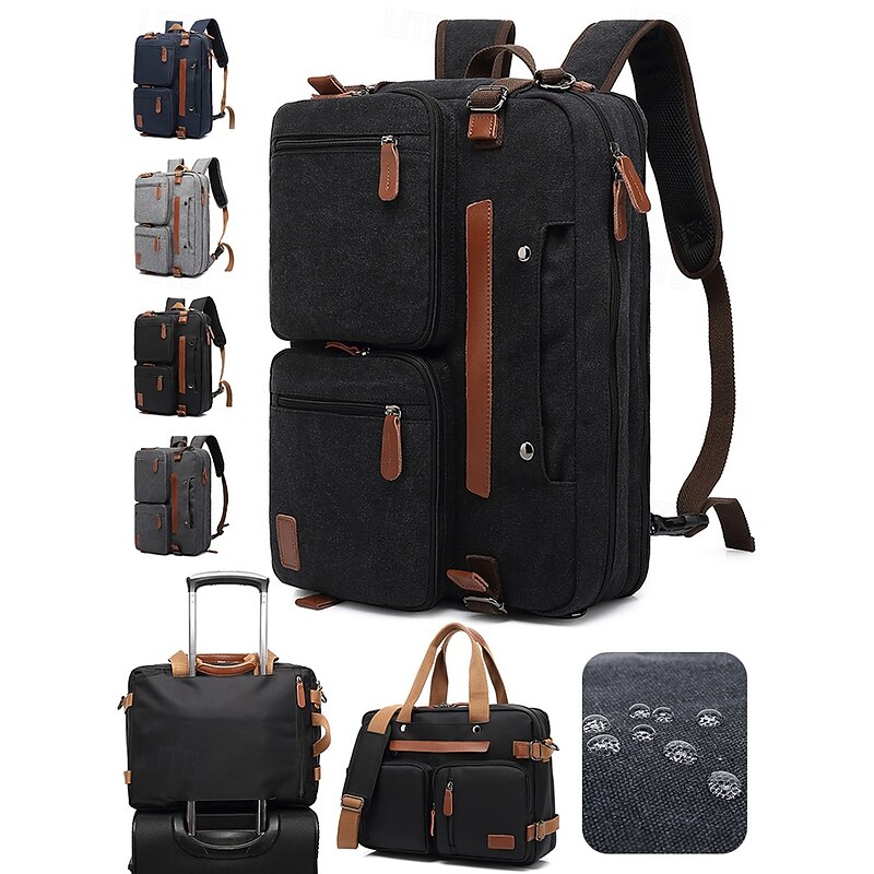 Men's Waterproof Multi-Function Laptop Backpack - Vintage Style Business Travel Bag, Shoulder Crossbody Bag with Adjustable Strap, with Trolley Case, Perfect for Work, College and Short Travel