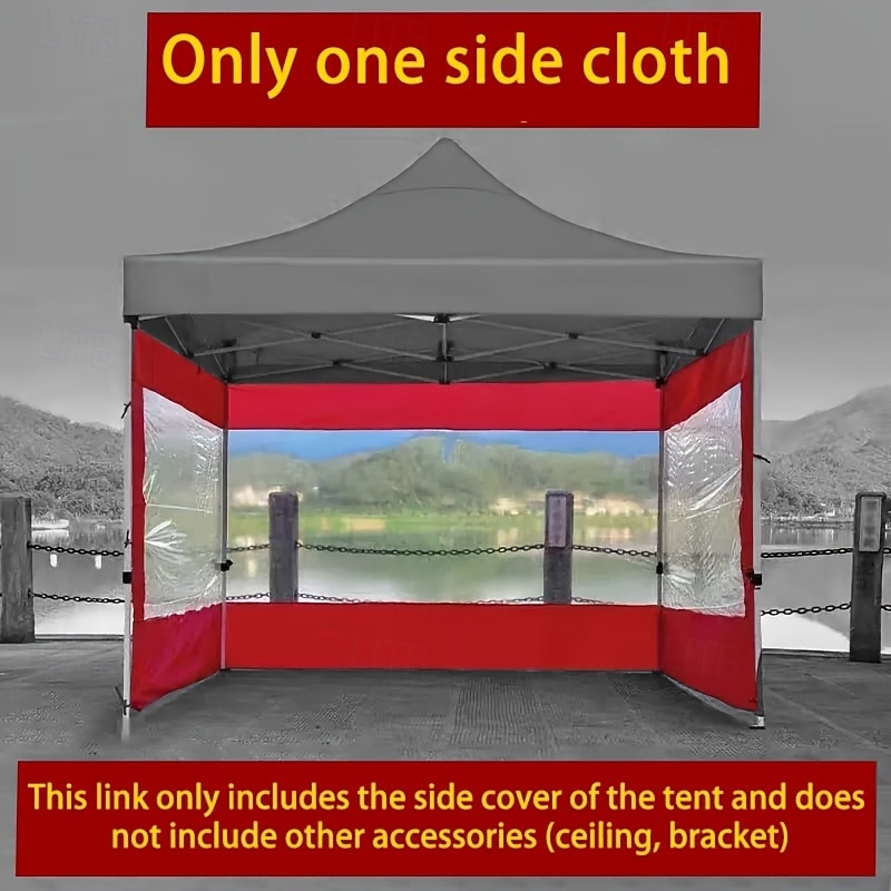 6-Person Outdoor Windproof Shelter Tent with Red & Clear Transparent Side Panels - All-Season Lightweight Portable Design for Camping Picnics Beach Backyard - Includes Stakes & Rope Tents for Camp