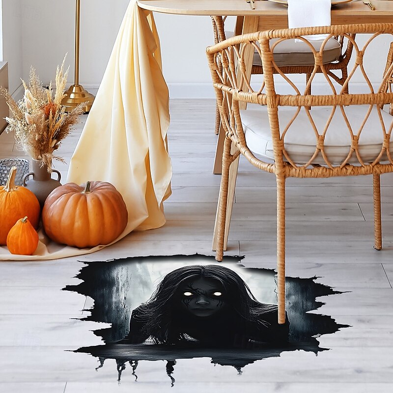 Halloween Scary Ghost 3D Wall Sticker, Broken Wall Decal for Bedroom and Living Room, Self-Adhesive Haunted House Decoration, Spooky Peel and Stick Wall Art for Home Party2