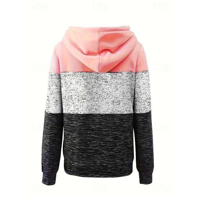 Women's Hooded Sweatshirt Jacket Long Sleeve Zip Up Hoodie With Pocket Lightweight Casual Micro-elastic Graphic Geometric Striped Fashion Street Dailywear Pocket Print Pink Spring Fall2