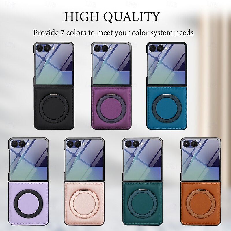 Phone Case For Samsung Galaxy Z Flip 7 Z Flip 6 Z Flip 5 Z Flip 4 Z Flip 3 Back Cover Support Wireless Charging Kickstand Shockproof Retro TPU PU Leather2