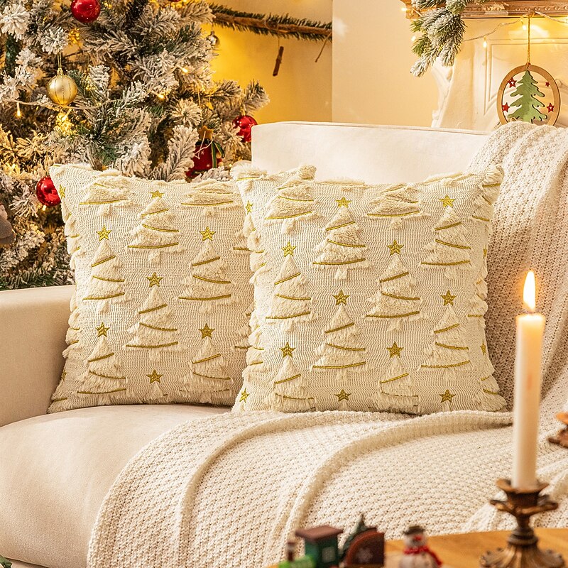 1 Pc Christmas Toss Pillow Cover, Boho Casual Square Zipper Traditional Classic3