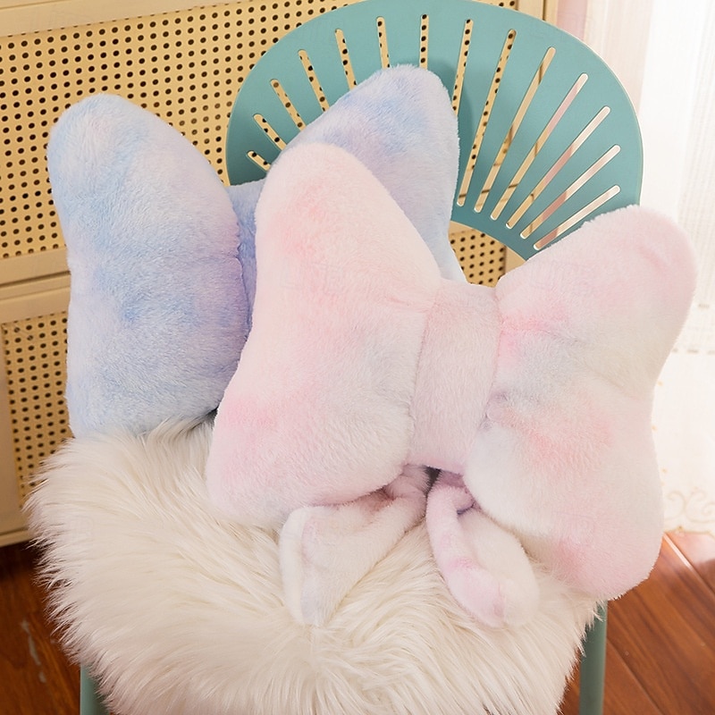 Pink Bow Lumbar Support Pillow  Soft Plush Back Cushion for Office Chair, Dorm or Sofa, Cute Decorative Throw Pillow for Waist & Seat Comfort