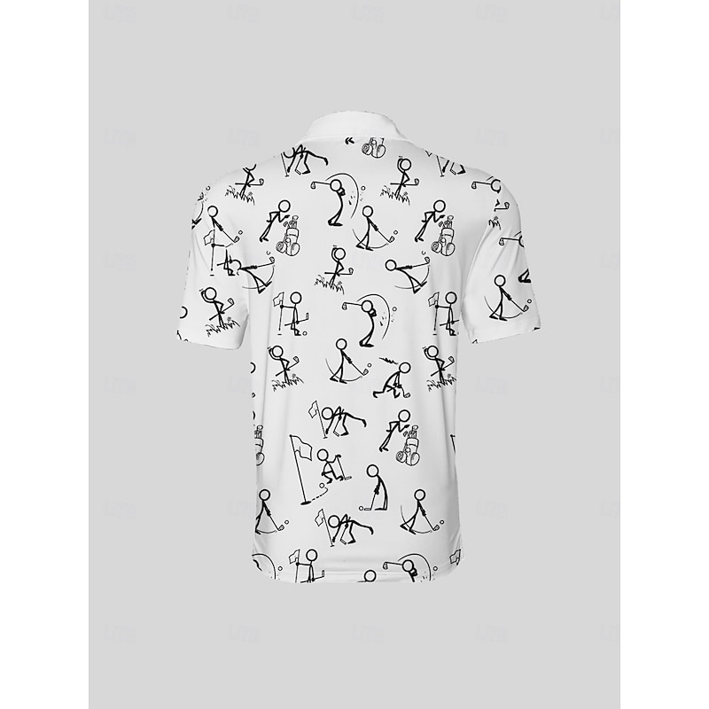 Men's Golf Polo Shirt Black White Short Sleeve Top Golf Attire Clothes Outfits Wear Apparel2