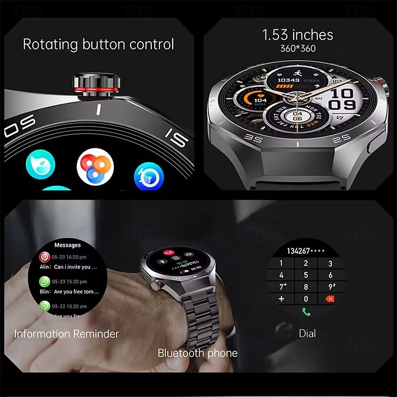 HW95 Smart Watch Men 1.53 inch AMOLED HD Display Sports Health Tracker Waterproof Bluetooth Call Smartwatch2