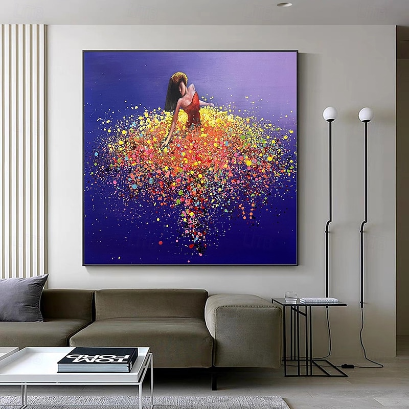 Mintura Handmade Girl Figure Oil Paintings On Canvas Wall Art Decoration Modern Abstract Picture For Home Decor Rolled Frameless Unstretched Painting