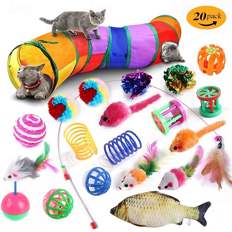 Ball Feather Toy Mice & Animal Toy Tunnels Squeak Toy with Pet Friendly Durable Pet Exercise Releasing Pressure Pet Training for Cat Indoor Outdoor Pet Play3