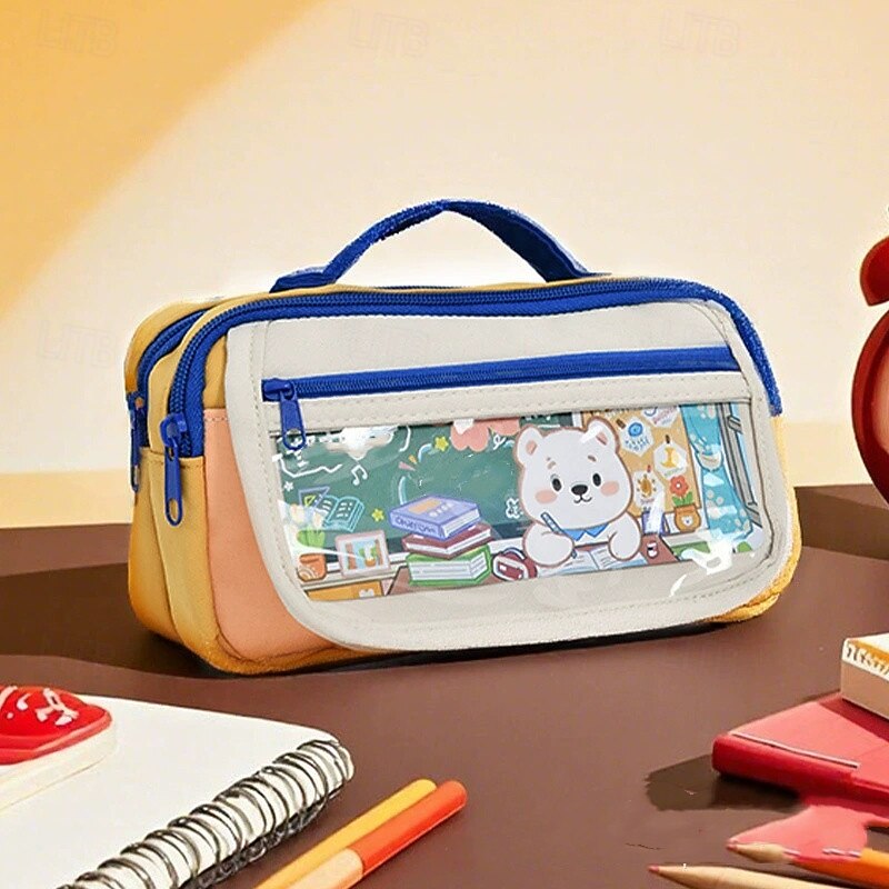 Fashion Pencil Case for Kid Creative Design Solid Color Stationery Scrapbook Storage Bag  School Supplies3