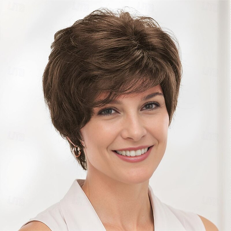 Classic Short Wig with Enviable Volume and Textured Layers/Multi-Tonal Shades of Blonde Silver Brown and Red