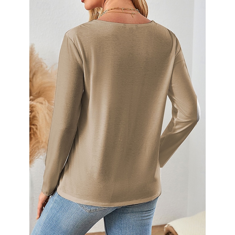 Halloween Women's T shirt Black Cat Crew Neck Long Sleeve Tunic Graphic Cat Vintage Stylish Classic Regular Tops Daily Print Blue Purple Green Khaki Spring Fall2