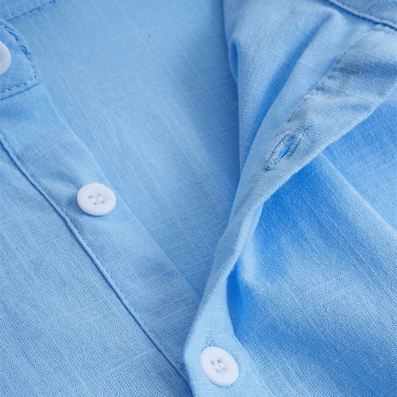 Men's Shirt Linen Shirt Summer Shirt Beach Wear Plain Vacation Casual Black White Green Gray Long Sleeve Lapel Summer Spring Clothing Apparel3