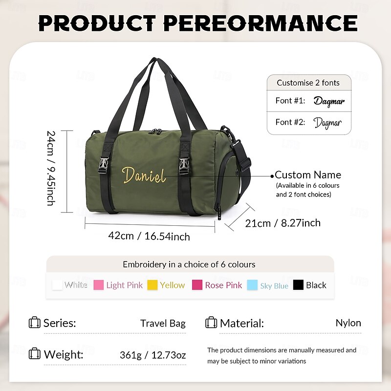 Personalized Name Travel Duffle Bag Custom Gift, Multi-Functional Shoulder and Hand Carry Bag, Large Capacity Organizer for Gym, Hiking, Business, Perfect Gift for Family and Friends2