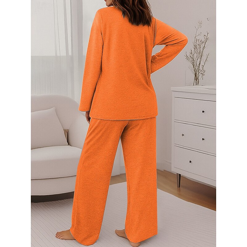 Halloween Women's Witch Fashion T Shirt Pants Sets Long Sleeve Round Neck Graphic Letter Print Casual Daily Blue Purple Orange Spring Regular Fit2