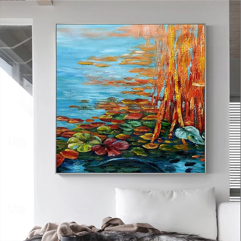 Mintura Handmade Lotus Oil Paintings On Canvas Wall Art Decoration Modern Abstract Flower Picture For Home Decor Rolled Frameless Unstretched Painting4