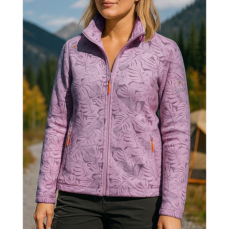 Women's Outdoor Jacket Hiking Jacket Fleece Jacket Outdoor Waterproof Windproof Hiking Outfits Hiking Clothes Winter Autumn / Fall Top Fleece Camping / Hiking / Caving Running White Light Purple4