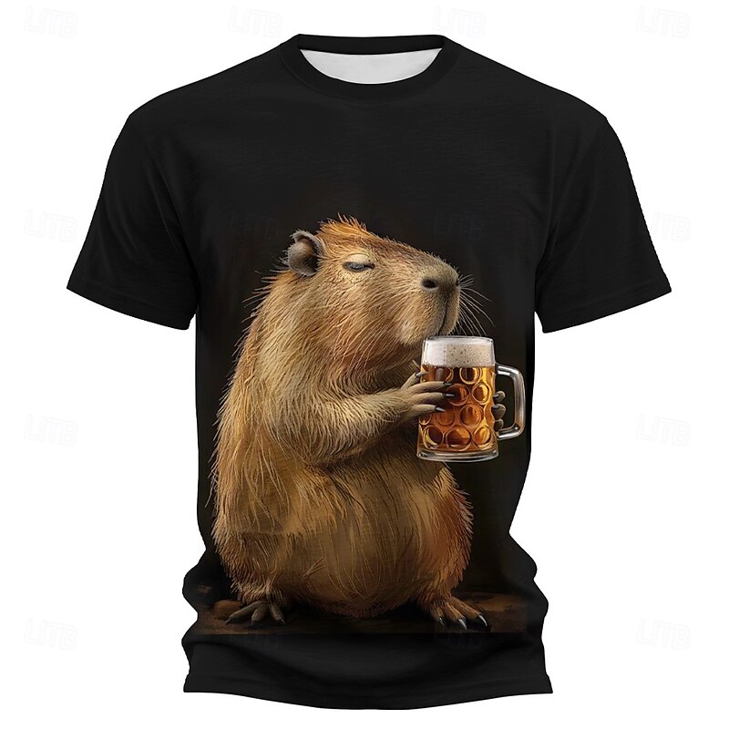 Men's Animal 3D T Shirt Short Sleeve T shirt 3D Print Crew Neck Shirt Fashion Exaggerated Daily Party Street Casual Black 1 Black Summer Spring Clothing Apparel S M L XL XXL XXXL2