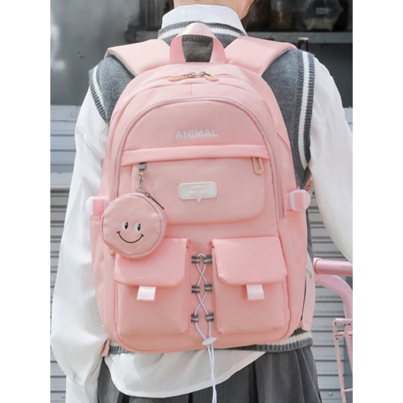 Waterproof Teen Girls Backpack with Pendant Coin Purse - Fashion Large Capacity Middle School Student School Bag for Travel, Study and Daily Use2