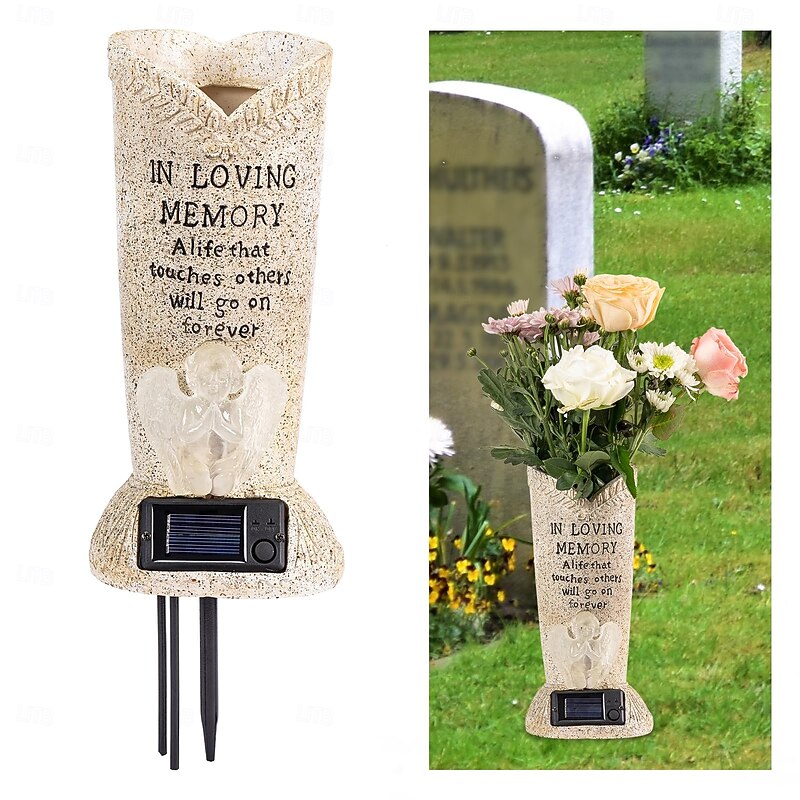 Cemetery Grave Flower Vase, Angel Vases With Spikes, Markers Decor for Humans or Pet, Garden Memorial Gifts for Loved One4