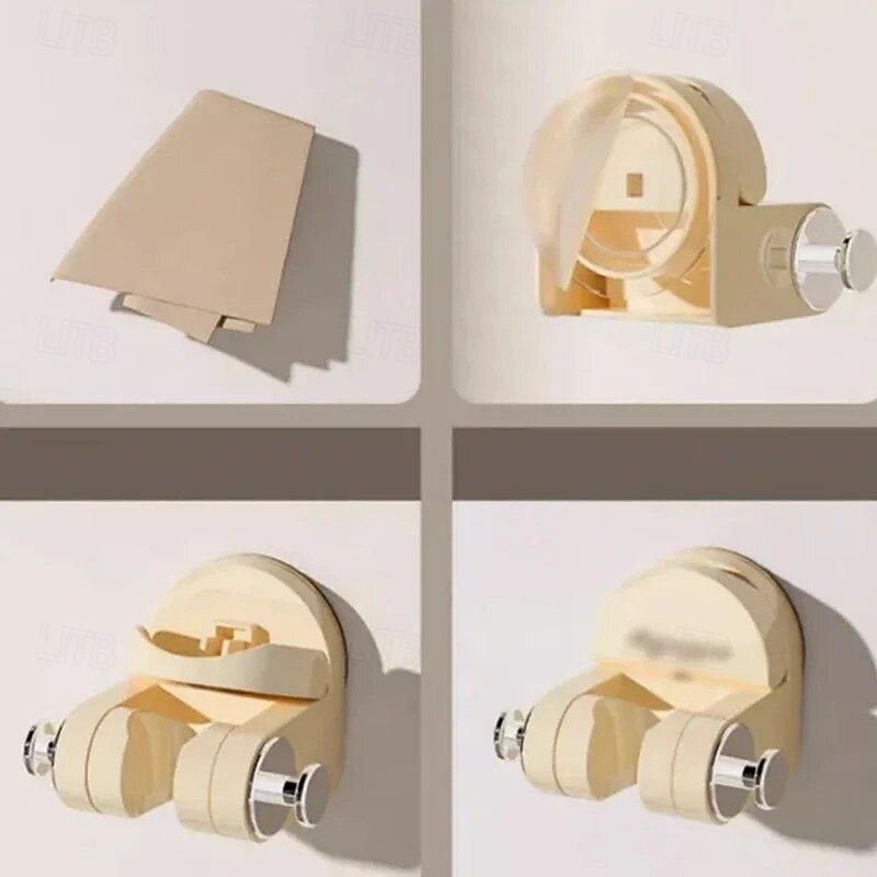 Integrated Suction Cup Shower Rack Adjustable Handheld Shower Holder Wall Mounted No Drilling Swivel Bracket Bathroom Showerhead Stand Home Use Removable Strong Suction Fixed Base2