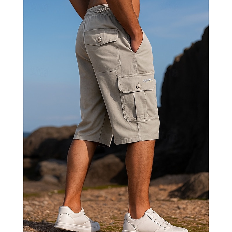 Men's Cargo Shorts Hiking Shorts Summer Outdoor Regular Fit Waterproof Windproof Bottoms Pocket Grey Cotton Camping / Hiking Running S M L XL XXL3