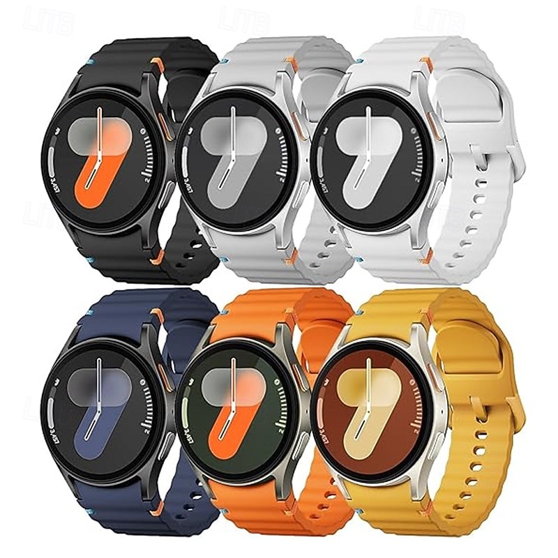 6 Pack Watch Band for Samsung Galaxy Watch 7/6/5/4  40/44mm, Watch 5 Pro 45mm, Watch 6 Classic 43/47mm, Watch 4 Classic 42/46mm Silicone Replacement  Strap Cute Sport Band Wristband4