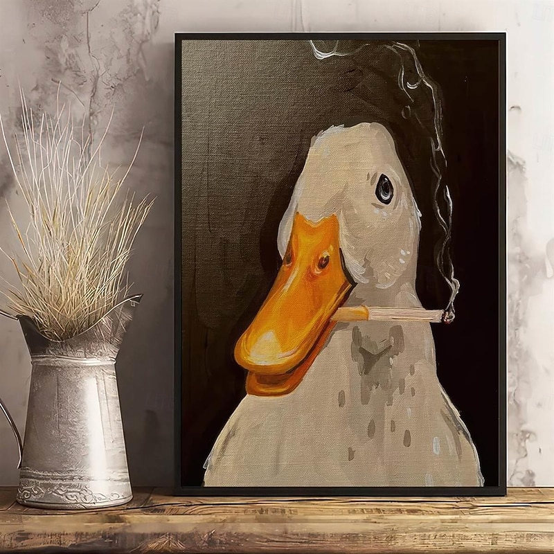 1pc Duck Fun Illustration Poster Creative Idea Poster Wall Art Wall Decor Canvas Art Wall Art Painting Canvas Wall Art For Living Room Bedroom Painting Decor No Framed