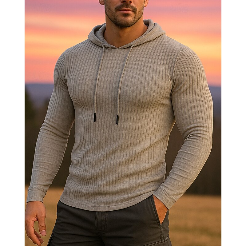 Men's Hoodie Hiking top Sport Hoodie Long Sleeve Hooded Tee Tshirt Top Outdoor Thermal Warm Lightweight Winter Quarter-Zip Polyester Black Army Green Navy Blue Hunting Fishing Running