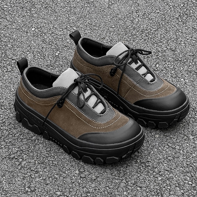 Men's Brown Leather and Suede Hybrid Sneakers with Lightweight Design, Premium Cowhide, Perfect for Sports, Running and Casual Everyday Wear2