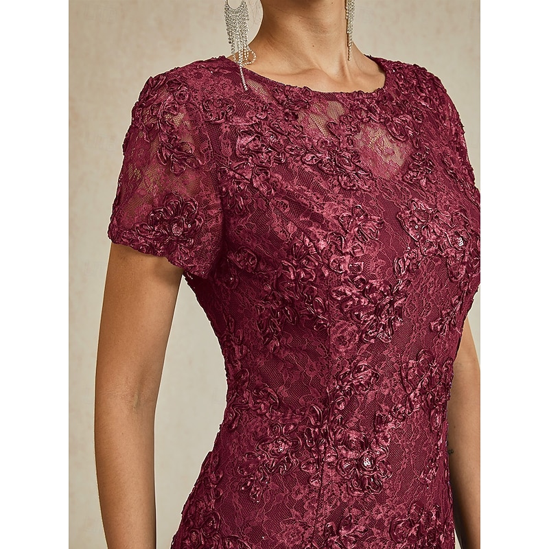 Women's Maxi Dress Sheath Dress Elegant Party Cocktail Regular Fit Solid Color Short Sleeve Crew Neck Wine Summer Spring2