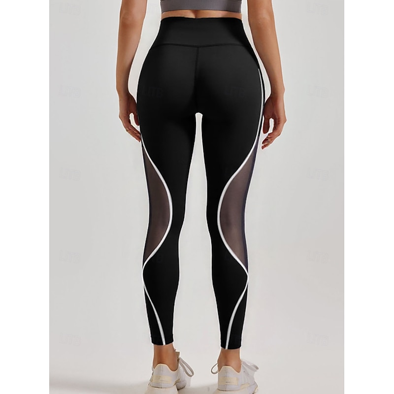 Women's Tights Cozy Leggings Tights Athletic Calf-Length High Waist Patchwork Patchwork Comfy Butt Lift Tummy Control Yoga Casual Daily Black Spring Fall Skinny2