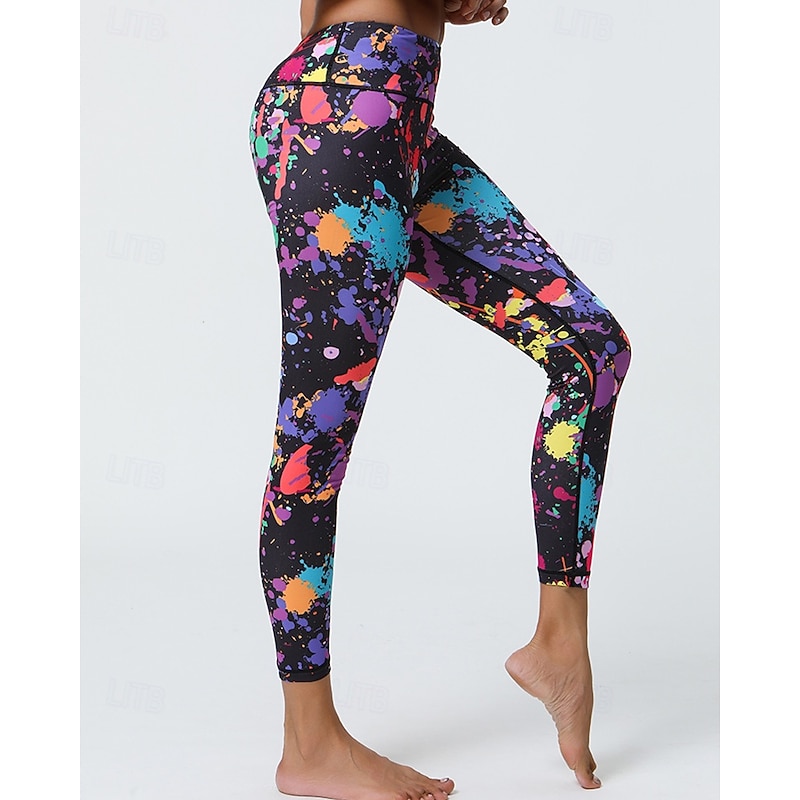 Women's Capri Leggings Yoga Leggings Tummy Control High Waist Gym Athletic Pilates Bottoms Printing Pink Light Green Red Fall Sports Activewear Tight Fit4