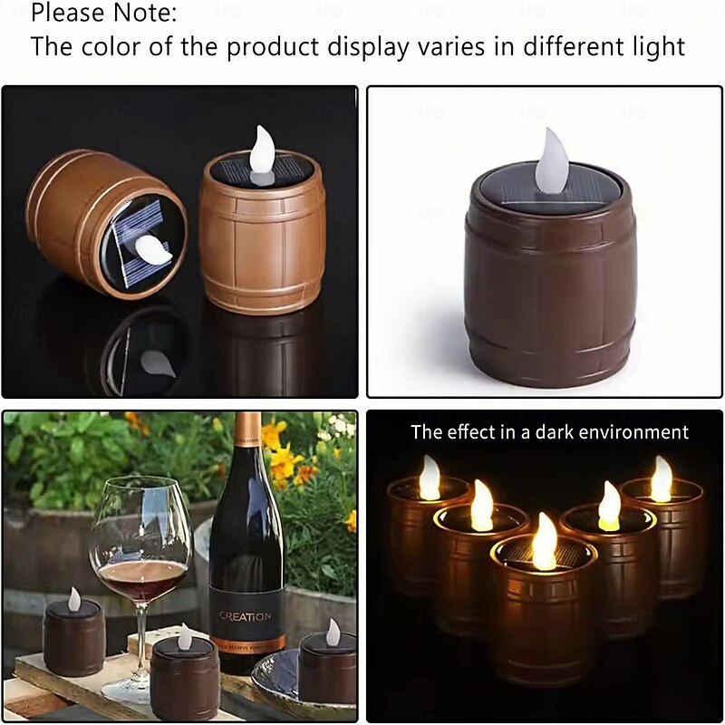 2 Pcs 1PC Solar Lamps Tea Lights LED Candle Light Outdoor Waterproof Energy Electronic Flickering Lighting Garden Wedding Party Decoration4