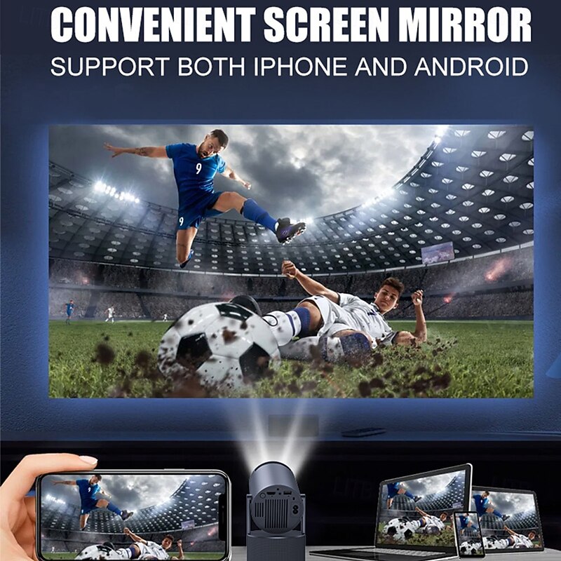 HY-300PRO-KTV 20W Speaker Projector with Wireless Microphone 4K Android 11 Dual Wifi6 BT5.0 1080P 1280 * 720P Home Theater Outdoor Projector for Education Video Conferencing Online