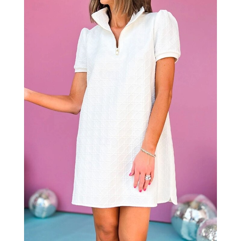 Women's Mini Dress Shirt Dress Classic Modern Outdoor Vacation Regular Fit Plain Short Sleeve Shirt Collar Black White Pink Blue Summer4