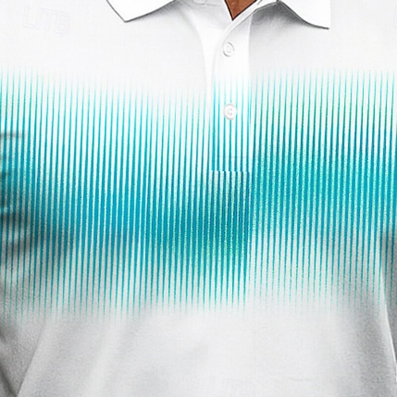 Men's Golf Line Polo Sports Polo Shirts Short Sleeve Polo Shirts Collared Shirts Sportswear Casual Athleisure Outdoor clothing Daily Wear 3D Print Buttons Summer Blue Green Gray4