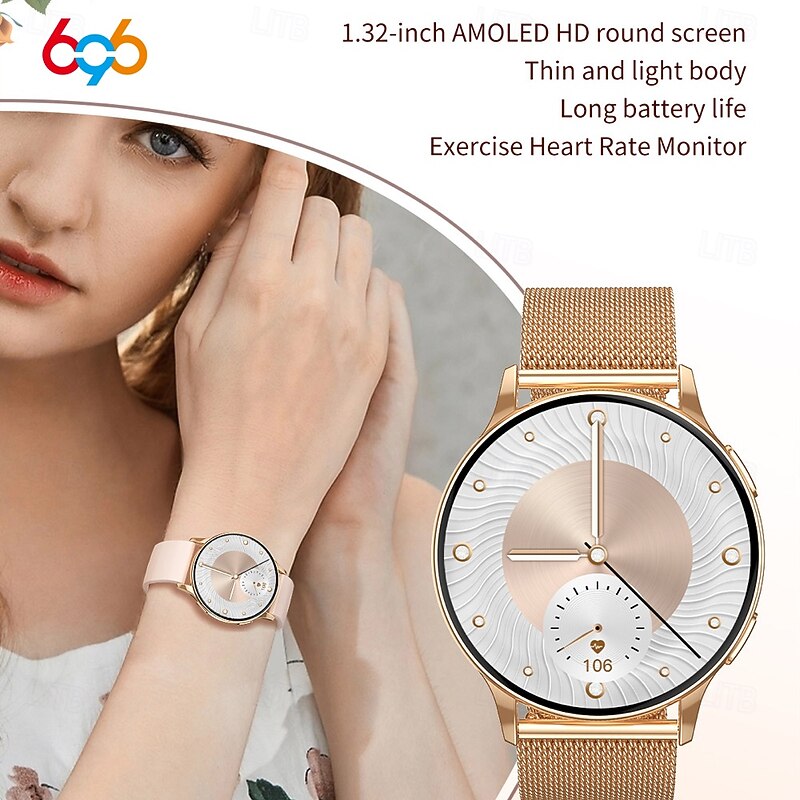 CY29 Smart Watch 1.32 inch Smartwatch Fitness Running Watch Bluetooth Timer Call Reminder Heart Rate Monitor Sedentary Reminder Find My Device Compatible with Android iOS IP68 Women Heart Rate4
