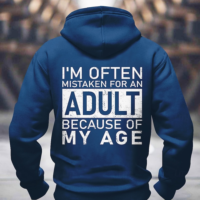 Men's Funny Graphic Tee: 'Mistaken for an Adult Because of My Age' - Ironic Lifestyle Quote Shirt2
