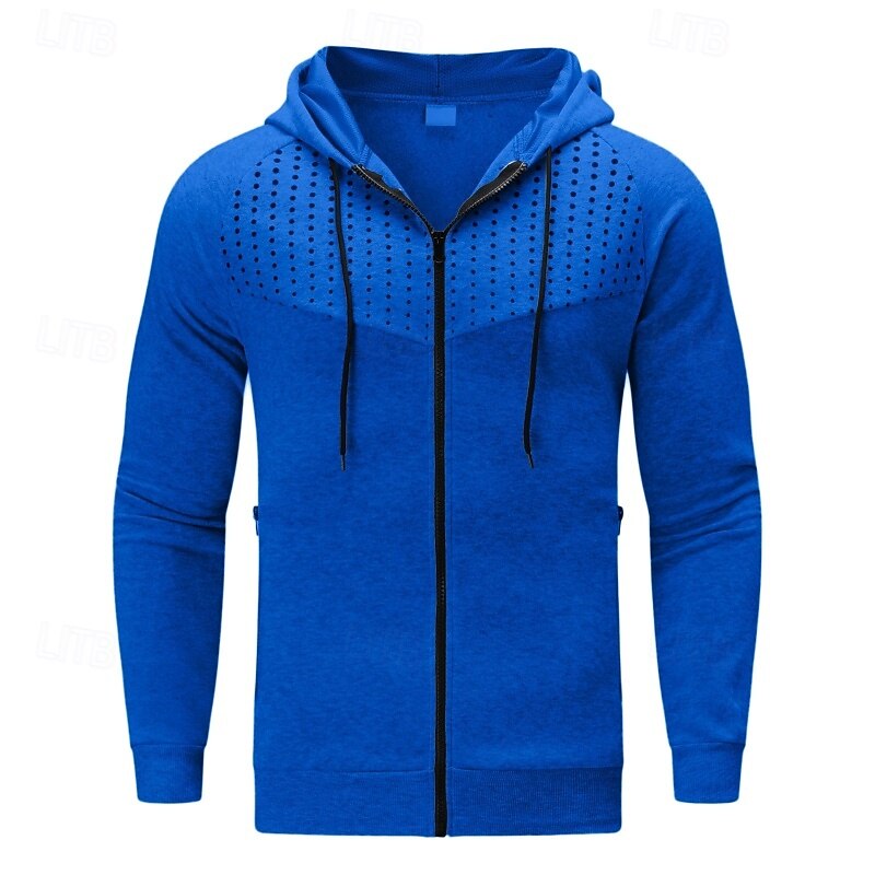 Men's Hoodie Full Zip Hoodie Black Red Blue Gray Hooded Plain Patchwork Sports & Outdoor Casual Daily Streetwear Cool Sportswear Spring &  Fall Clothing Apparel Hoodies Sweatshirts4