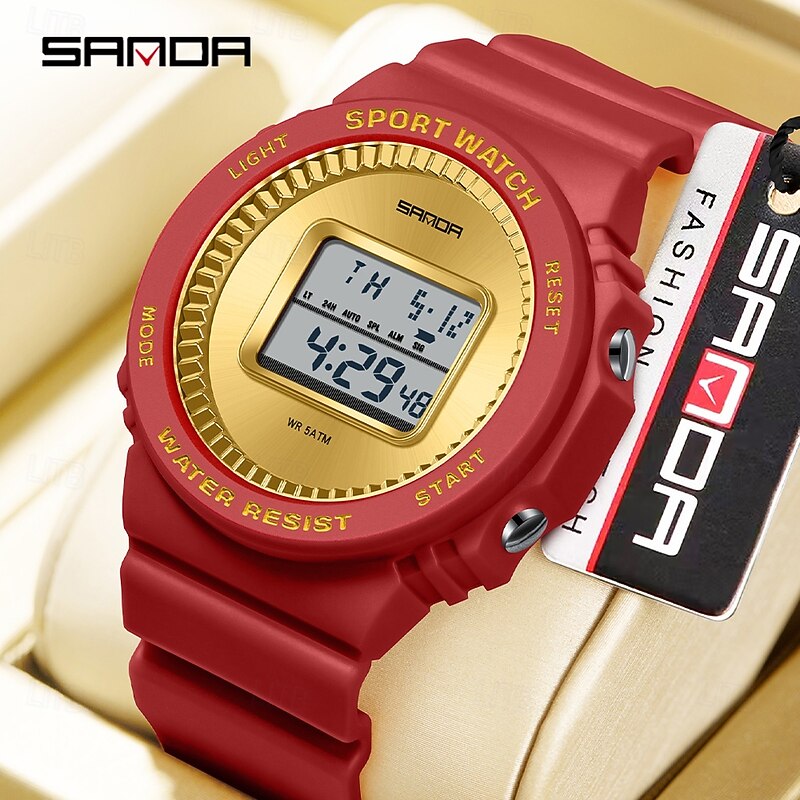 SANDA Men Digital Watch Sports Fashion Casual Wristwatch Luminous Stopwatch Alarm Clock Calendar TPU Watch4