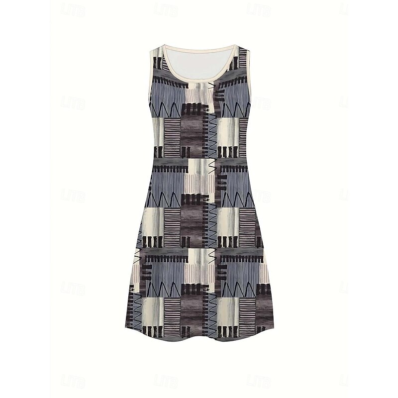 Women's Mini Dress Sundress A Line Dress Off The Shoulder Dress Vacation Casual Boho Holiday Beach Regular Fit Ombre Graphic Animal Sleeveless Crew Neck Blue Summer Spring3