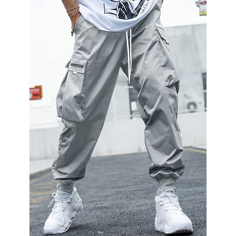 Men's Cargo Pants Joggers Tactical Pants Trousers Baggy Pants Elastic Waist Multi Pocket Plain Comfort Full Length Outdoor Daily Streetwear Fashion Classic Style Black Blue Inelastic