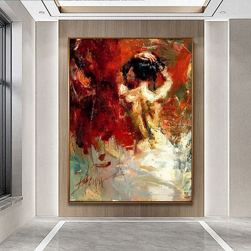Handmade Oil Painting Canvas Wall Art Decoration Abstract Figure Sexy Naked Girl Back for Home Decor Rolled Frameless Unstretched Painting