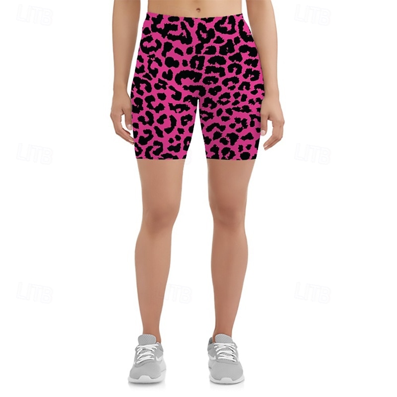 Women's Shorts Slacks Leggings Streetwear Casual Short Natural Leopard Elastic Waist Printing Soft Street Holiday Weekend Orange red Yellow Blue Purple Fall Regular Fit3
