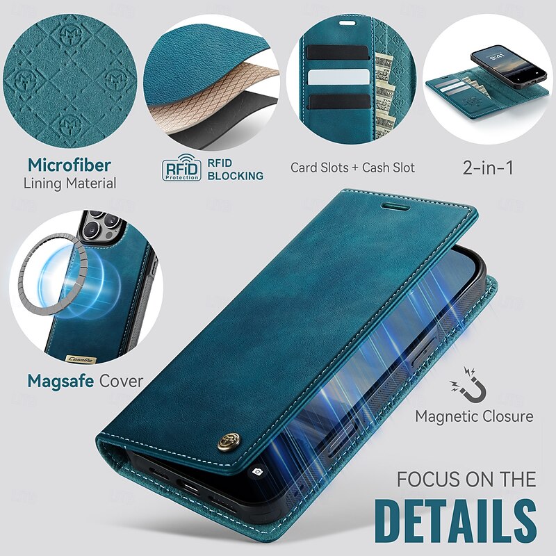 Phone Case For iPhone 17 Pro Max 17 Air 16 15 14 Pro Max Plus 16e 13 Pro Max Wallet Case with Stand Holder Detachable Magnetic Retro TPU PU Leather4