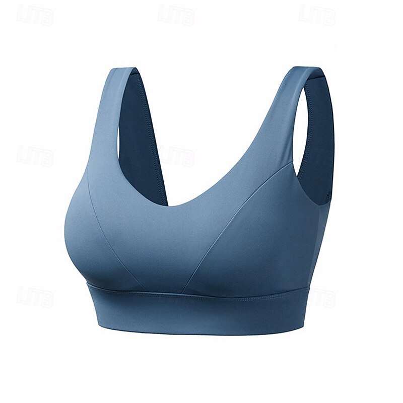 Women's Sports Bra Underwear High Supports Breathable Wireless Padded Solid / Plain Color Sport Activewear White Blue Gym Fitness Yoga3