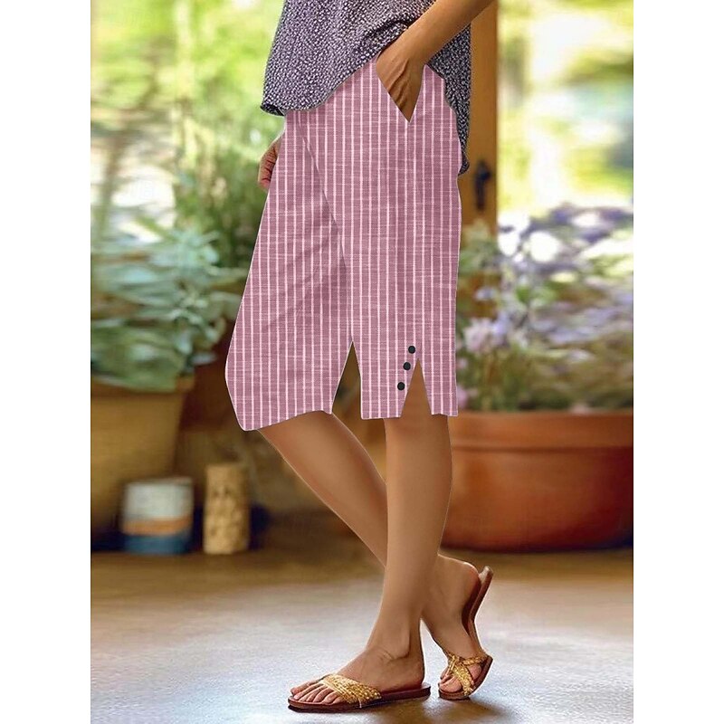 Women's Chinos Crop Streetwear Casual Knee Length High Waist Plain Pocket Printing Breathability Soft Micro-elastic Vacation Street Daily Wear Wine White Yellow Red Fall Regular Fit4