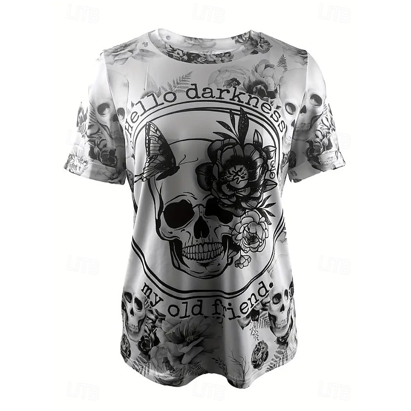 Halloween Women's Alligator Alcatraz T Shirt Graphic Animal Vintage Stylish Classic Short Sleeve Crew Neck Round Neck Regular Tops Daily Weekend Print Black White Blue Green Gray Summer Spring #3