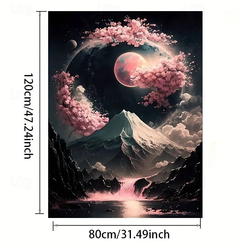 1 Piece Of Frameless Japanese Landscape Neon Canvas Art Modern Poster Large Wall Decoration For Living Room And Bedroom Frameless Artwork2