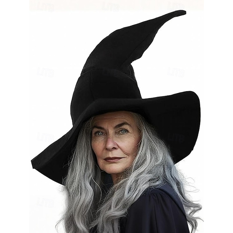 Women's Velvet Witch Hat for Halloween – Pointed Gothic Costume Accessory for Women's Cosplay, Parties and Festivals - Main Image