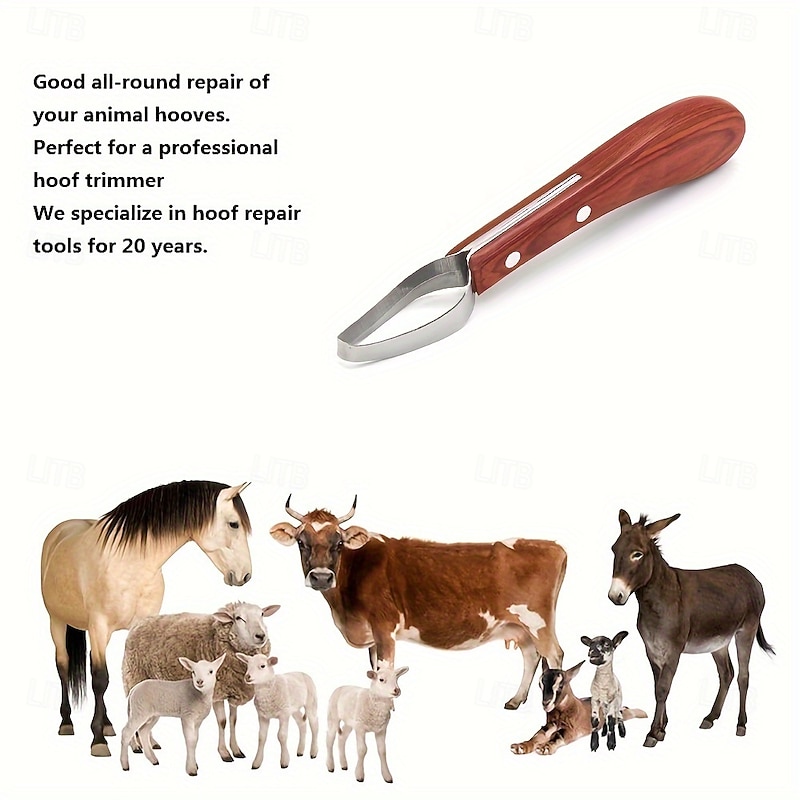 Farrier Tools Horse Hoof Trimming Tools - Professional Horse Hoof Knife Stainless Steel with Ergonomic Wooden Handle - Ideal for Horse Hoof Trimming and Care Veterinary Tool for Equine Hoof Mainten